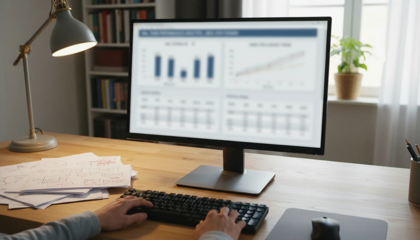 Computer monitor displaying hockey analytics charts and Corsi data